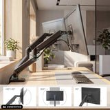 Adjustment mechanisms of the Ergomount GF2 monitor mount with swivel and tilt ranges by hjh OFFICE (AI-generated image)
