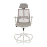 Grey Home Office Chair VENDO W with mesh back and white five-caster base by hjh OFFICE – 360-degree view (front view 0°)