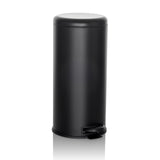 Black Wastepaper CLEAN STEP with lid and foot pedal by hjh OFFICE – 360-degree view (front three-quarter view 30°)