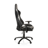 Black and white Gaming chair LEAGUE PRO with headrest and five-caster base by hjh OFFICE – 360-degree view (side profile 80°)