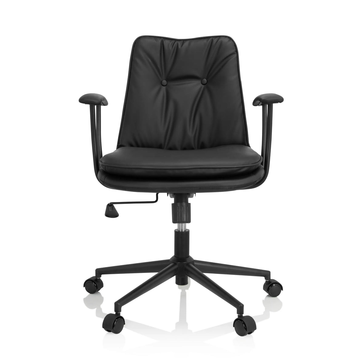 Black Home Office Chair SMALLO with padding and five-caster base by hjh OFFICE – 360-degree view (front view 0°)