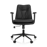 Black Home Office Chair SMALLO with padding and five-caster base by hjh OFFICE – 360-degree view (front view 0°)