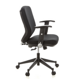 Black Professional Office Chair TRAFFIC 20 with armrests and five-caster base by hjh OFFICE – 360-degree view (side profile 80°)