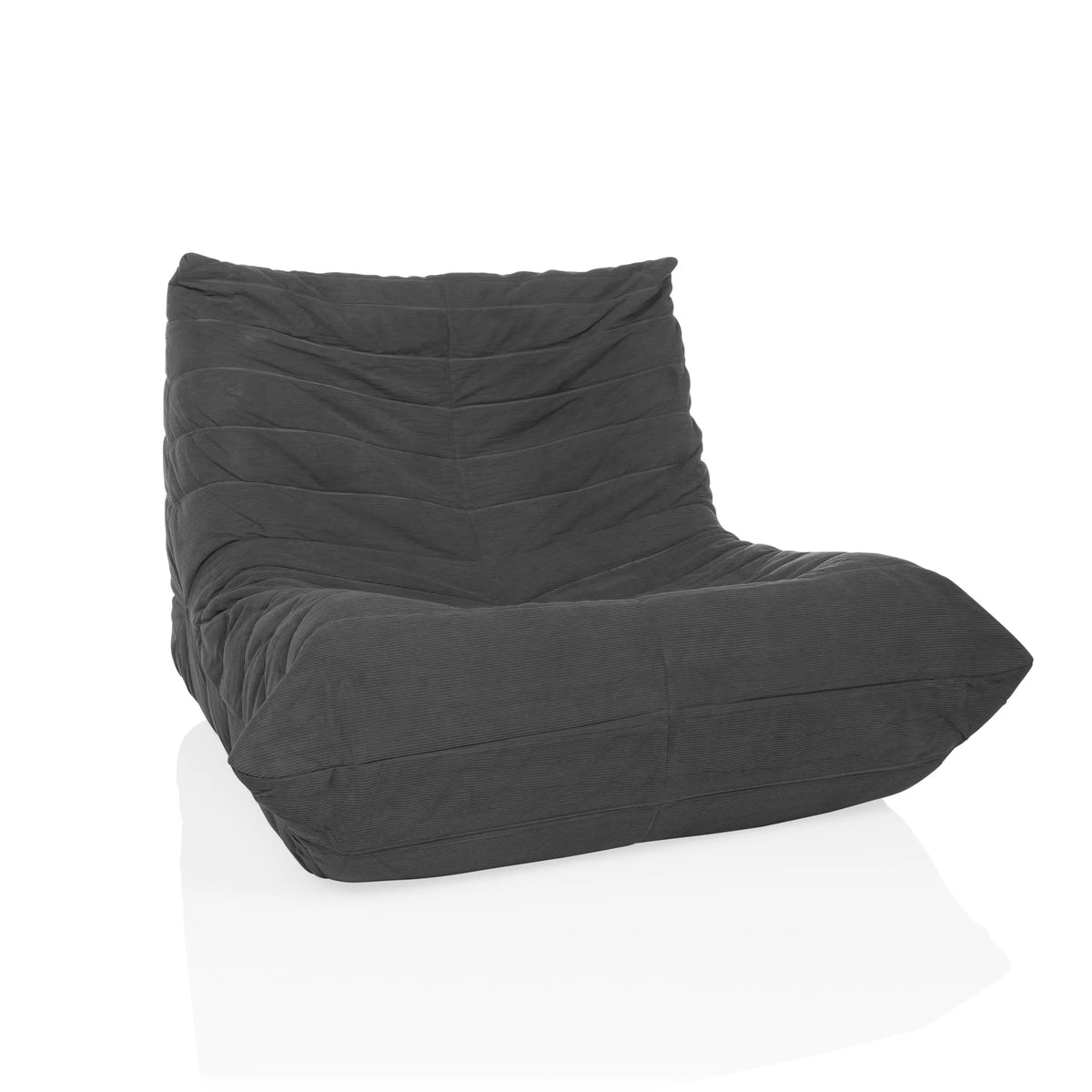 Grey Lounge Chair Sitzolo with corduroy cover and textured surface by hjh LIVING – 360-degree view (front view 15°)