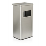 Silver Standing ashtray CLEAN I with inlet opening and grid lid by hjh OFFICE – 360-degree view (rear three-quarter view 120°)