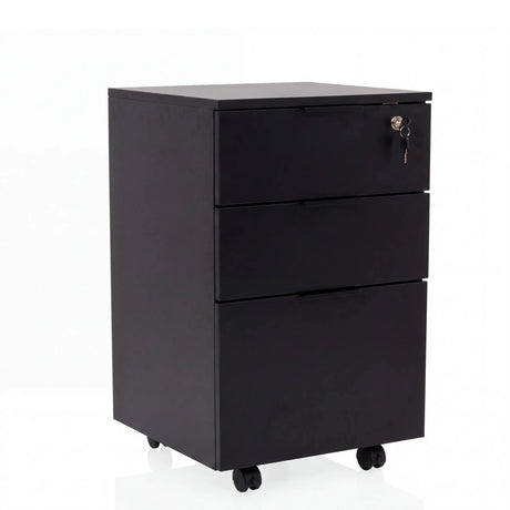 Black Mobile Drawer Unit DAVIK with three drawers and a lock by hjh OFFICE