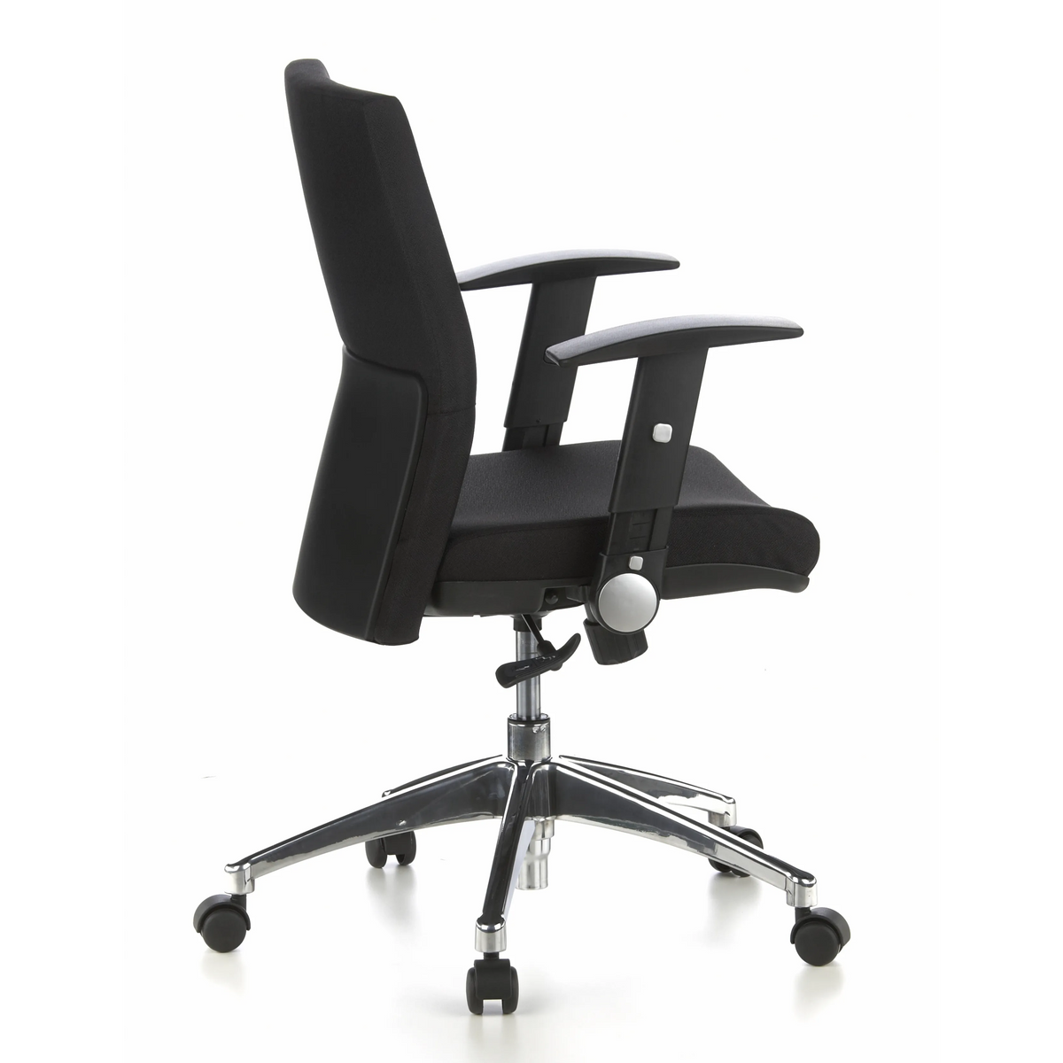 Black Professional Office Chair LAGUNA PRO with armrests and a five-caster base by hjh OFFICE – 360-degree view (side profile 100°)