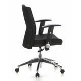 Black Professional Office Chair LAGUNA PRO with armrests and a five-caster base by hjh OFFICE – 360-degree view (side profile 100°)