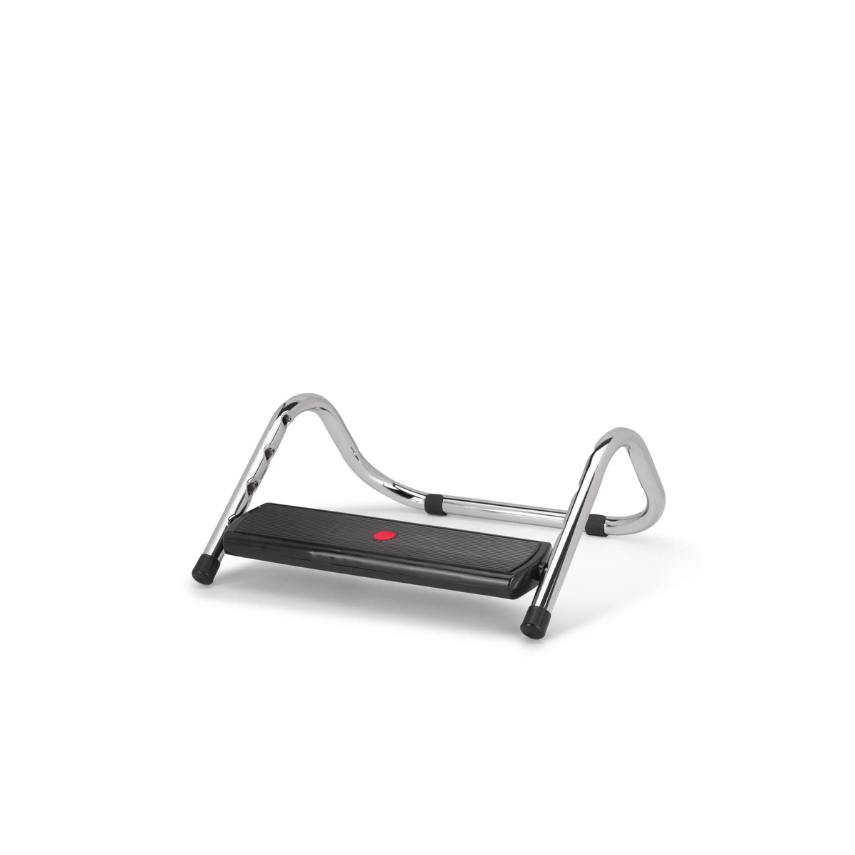 Black Footrest PODI IV with chrome-plated metal frame and rubber feet by hjh OFFICE – 360-degree view (front view 0°)