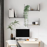 Green Artificial plant EUCALYPTUS CLIMB in a brown vase on a desk by hjh OFFICE