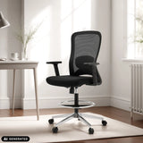 Black Top Work 44 work chair with mesh backrest and foot ring by hjh OFFICE (AI-generated image)