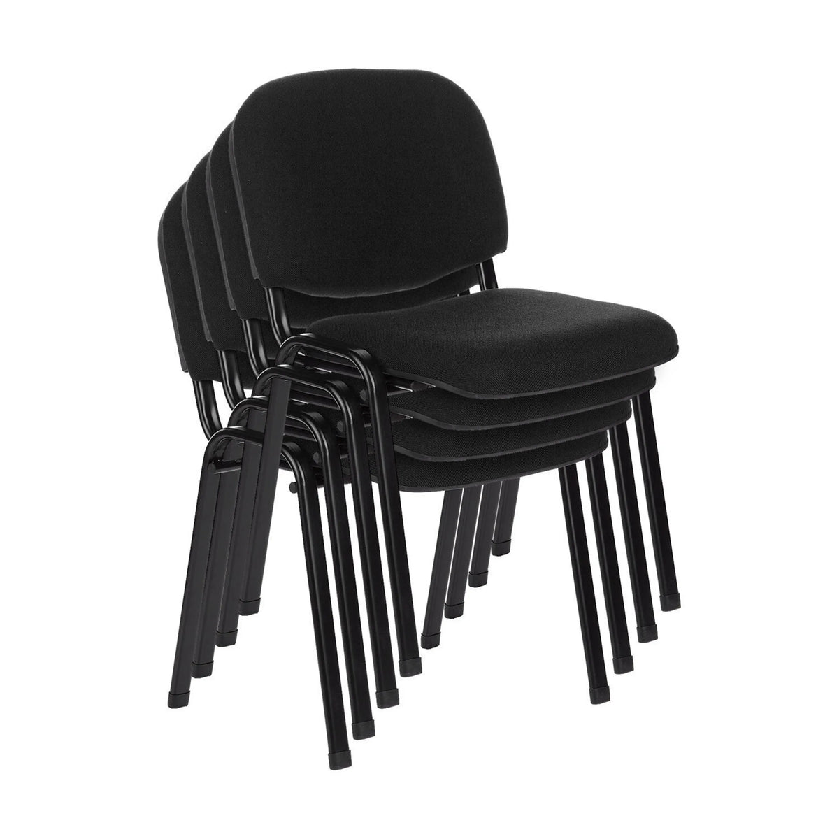 Four stacked four-legged chairs XT 600 SW in black with black frame by hjh OFFICE