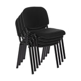 Four stacked four-legged chairs XT 600 SW in black with black frame by hjh OFFICE