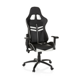 Black and white Gaming chair LEAGUE PRO with headrest and five-caster base by hjh OFFICE – 360-degree view (front view 20°)