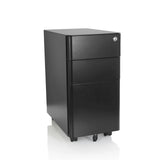 Black metal Mobile Drawer Unit COLOR I with three drawers and four castors by hjh OFFICE – 360-degree view (front view 20°)