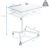 Dimensional drawing of the Standing desk STAND VM-SU I with a height of 73-105 cm by hjh OFFICE