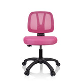 Pink Swivel Chair – Children KID YU 200 with mesh back and black five-caster base by hjh OFFICE – 360-degree view (front view 0°)