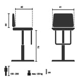 Technical drawing of the Bar stool SCANDI HIGH with a height of 73 cm by hjh LIVING