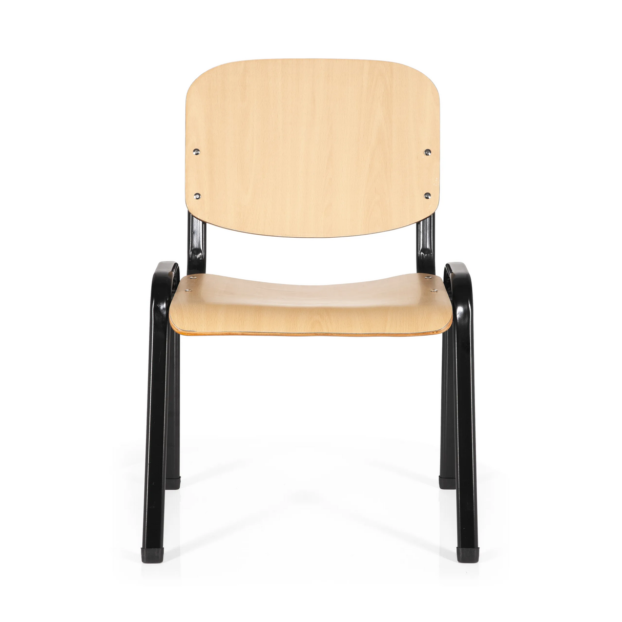 Four-legged chair XT 600 SW H with beech seat and backrest and black frame by hjh OFFICE – 360-degree view (front view 0°)