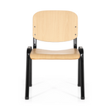 Four-legged chair XT 600 SW H with beech seat and backrest and black frame by hjh OFFICE – 360-degree view (front view 0°)