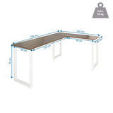 Dimensional drawing of the Corner desk WORKSPACE BASIC I in walnut and white, 165 x 120 cm, by hjh OFFICE