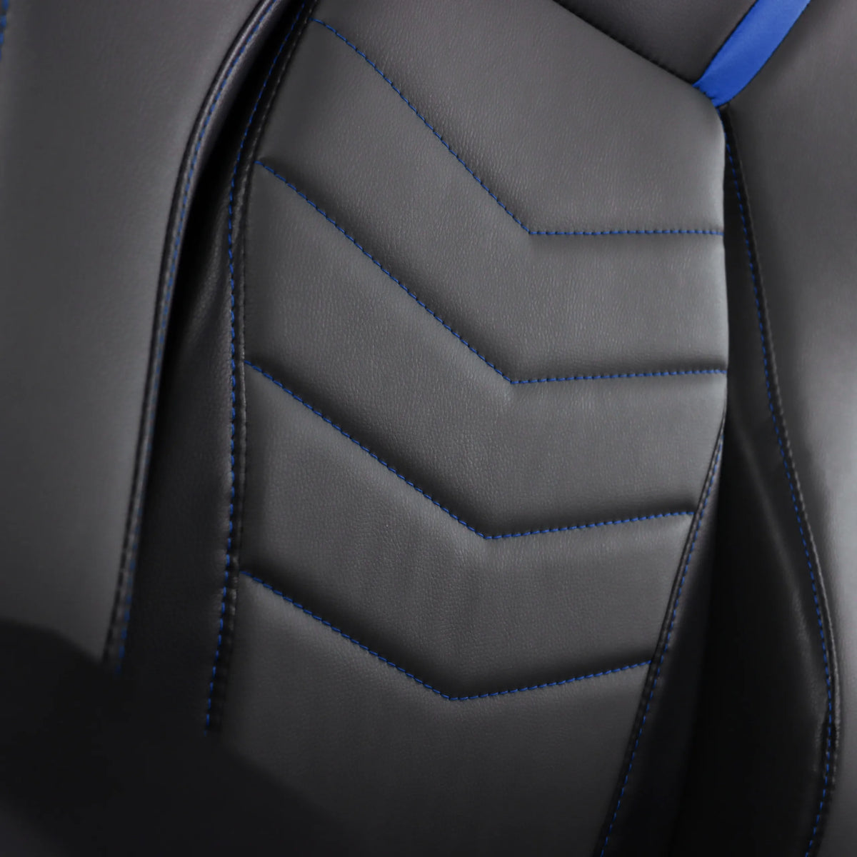 Grey faux leather with blue decorative stitching and quilting pattern of the Gaming chair GAMEBREAKER POLARYS I by hjh OFFICE