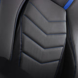 Grey faux leather with blue decorative stitching and quilting pattern of the Gaming chair GAMEBREAKER POLARYS I by hjh OFFICE
