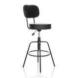Black Bar stool DISC HIGH with backrest and round footrest by hjh OFFICE – 360-degree view (front three-quarter view 45°)