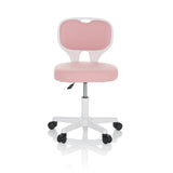 Pink Swivel Chair – Children KIDDY TOP W with white frame and five-caster base by hjh OFFICE – 360-degree view (front view 0°)