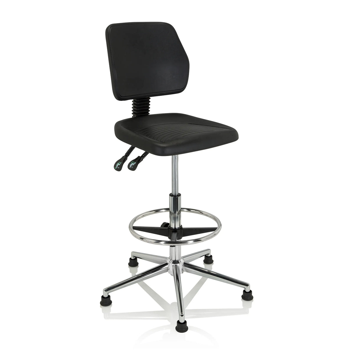 Black Counter chair TOP WORK 11 I with footring and star base on glides by hjh OFFICE