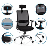 Various adjustment options of the Professional Office Chair PROFONDO PRO in black with detailed views by hjh OFFICE