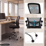 Counter chair VENDO WORK in black with detailed views of the backrest and castors by hjh OFFICE (AI-generated image)