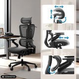 Adjustable headrest and armrests of the Professional Office Chair Ergo U2 Pro3 by hjh OFFICE (AI-generated image)