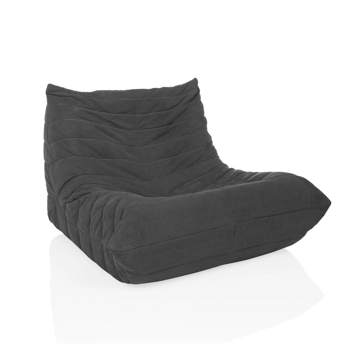 Grey Lounge Chair Sitzolo with corduroy cover and textured surface by hjh LIVING – 360-degree view (front three-quarter view 30°)