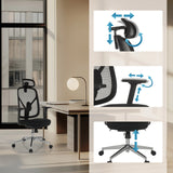 Adjustable headrest, seat height and gas spring of the Professional Office Chair RALOO PRO by hjh OFFICE