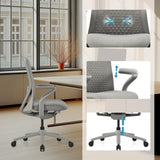 Height-adjustable armrest and gas spring of the high end office chair VERVIO in grey by hjh OFFICE