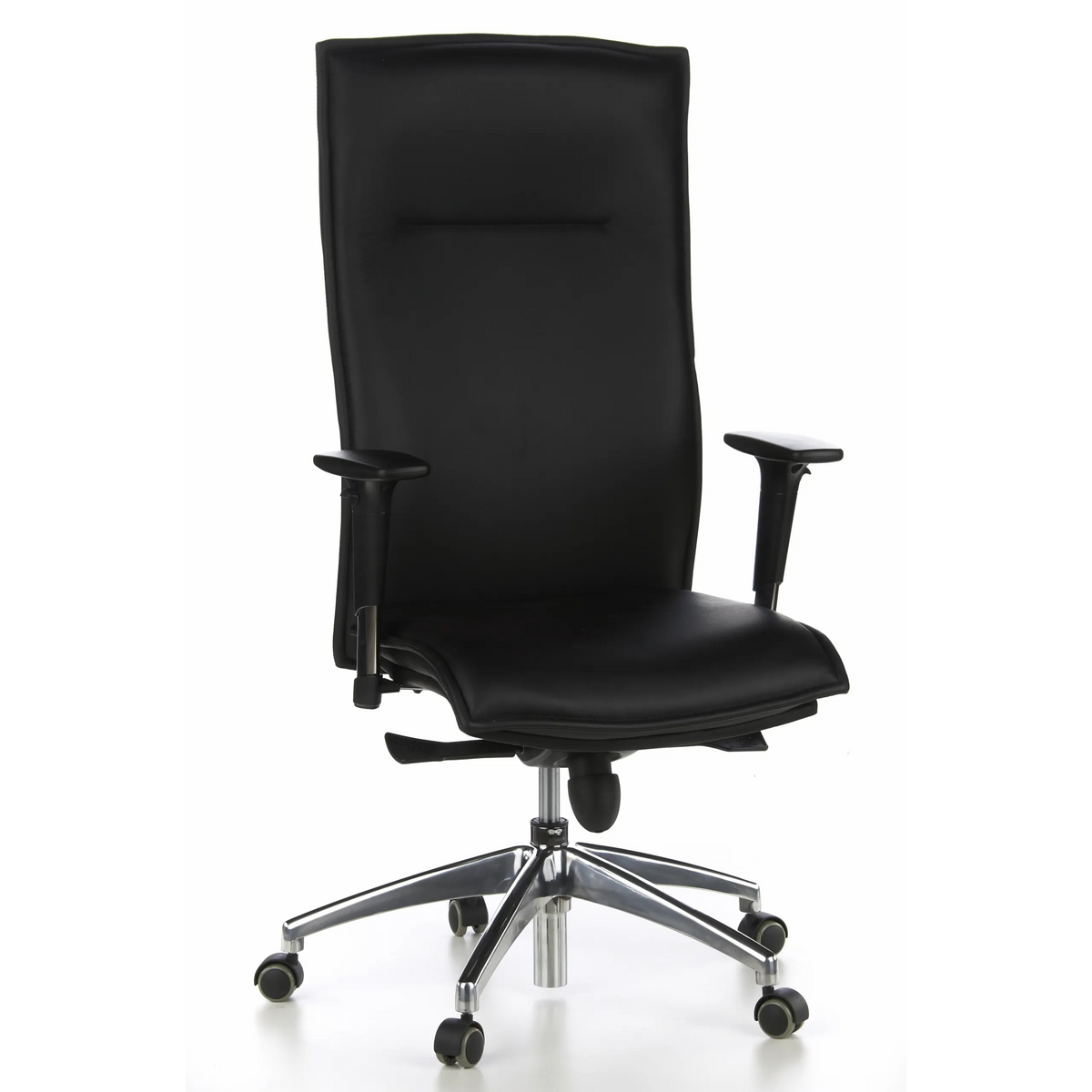 Black Luxury Executive Chair MURANO 20 with armrests and five-caster base by hjh OFFICE – 360-degree view (front view 20°)