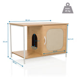 Dimensional drawing of the Cat house KITTYHOME 1 in beech, 80 × 48 cm by hjh LIVING
