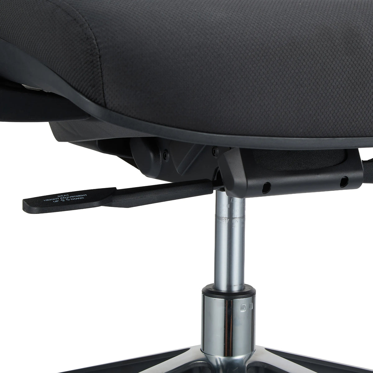 Height adjustment lever under the black seat of the Professional Office Chair ERGO LINE II by hjh OFFICE