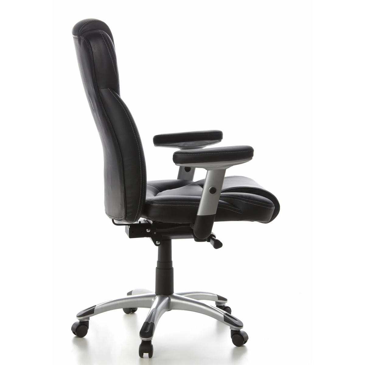 Black Professional Executive Chair EMBASSY 200 with armrests and five-caster base by hjh OFFICE – 360-degree view (side profile 100°)