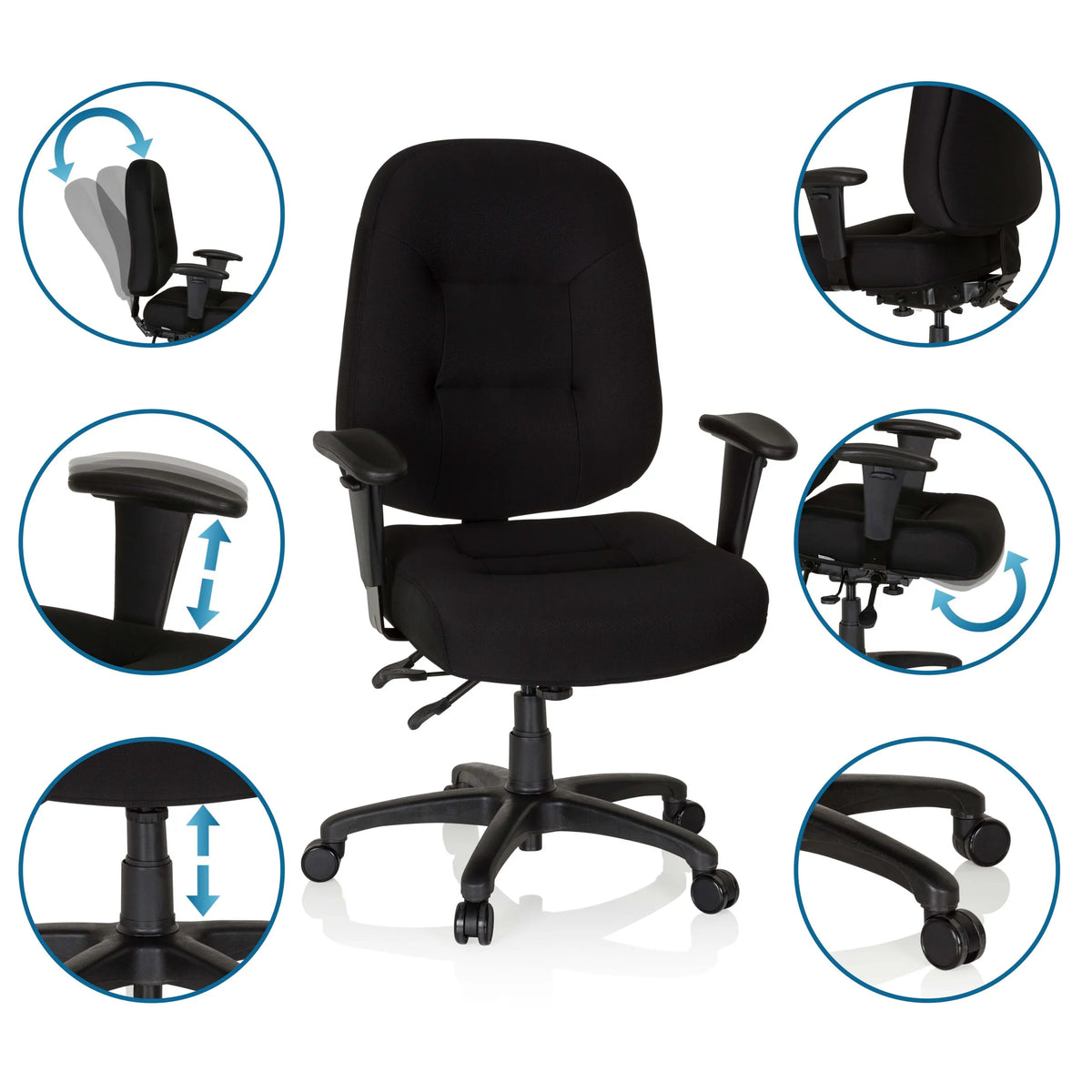 Black Professional Office Chair ZENIT XXL with adjustable armrests and seat height by hjh OFFICE