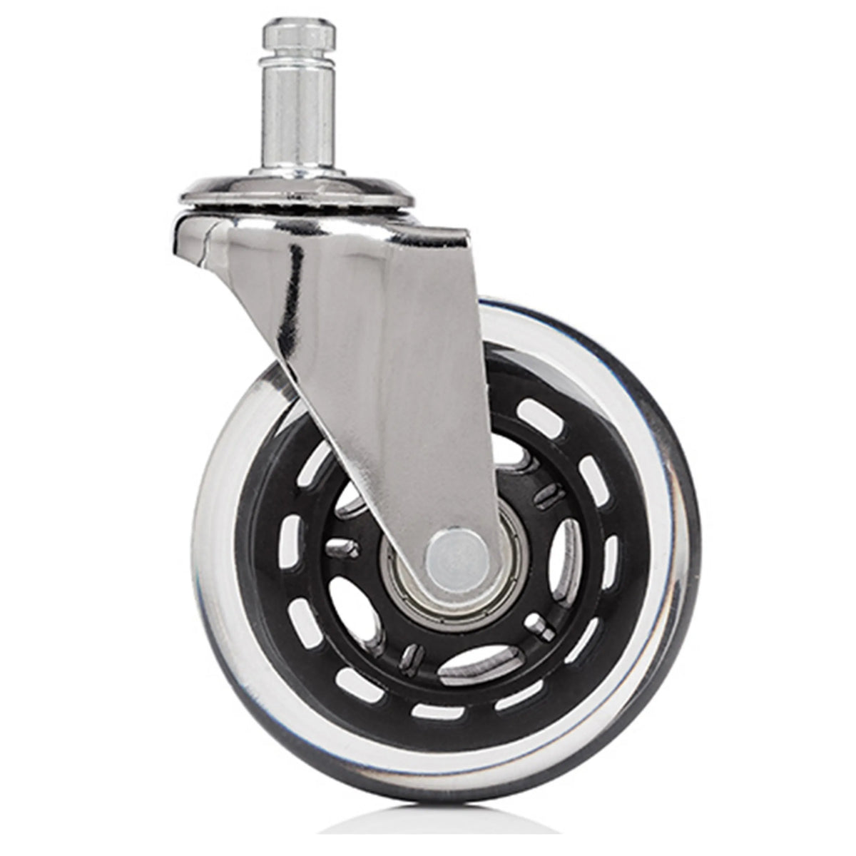 Silver 5x ROLO SKATE CT 11mm/75mm castors for hard floors with transparent wheels by hjh OFFICE