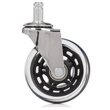 Silver 5x ROLO SKATE CT 11mm/75mm castors for hard floors with transparent wheels by hjh OFFICE