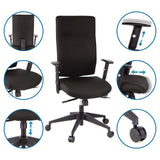 Professional Office Chair PRO-TEC 300 in black with adjustable armrests and seat height by hjh OFFICE
