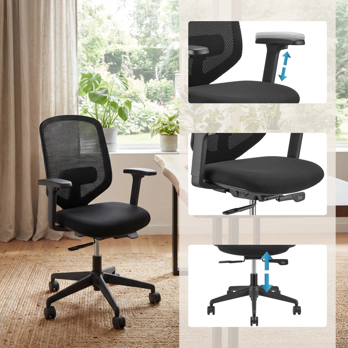 Height-adjustable armrests and seat of the Professional Office Chair Delvia by hjh OFFICE