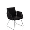 Black Upholstered chair DESIGNIA V with glossy metal sled base by hjh OFFICE