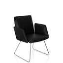 Black Upholstered chair DESIGNIA V with glossy metal sled base by hjh OFFICE