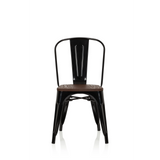 Black Bistro chair VANTAGGIO COMFORT W with brown wooden seat by hjh OFFICE – 360-degree view (front view 0°)