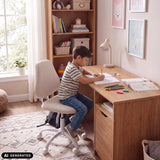 Beige Lumikid swivel chair for children at a desk by hjh OFFICE (AI-generated image)