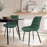 Dining chair ELARIS in petrol with quilted upholstery and black legs by hjh LIVING